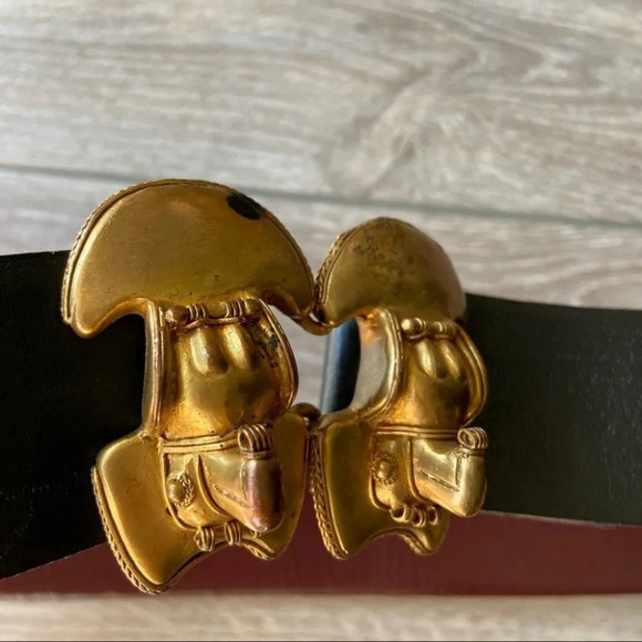 Vintage Antique Elephant Head Leather Waist Belt - Picture 5 of 16